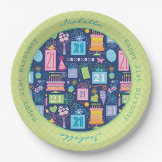 Assiettes En Carton 21e Anniversaire Cake Cupcake Présent Nom personna