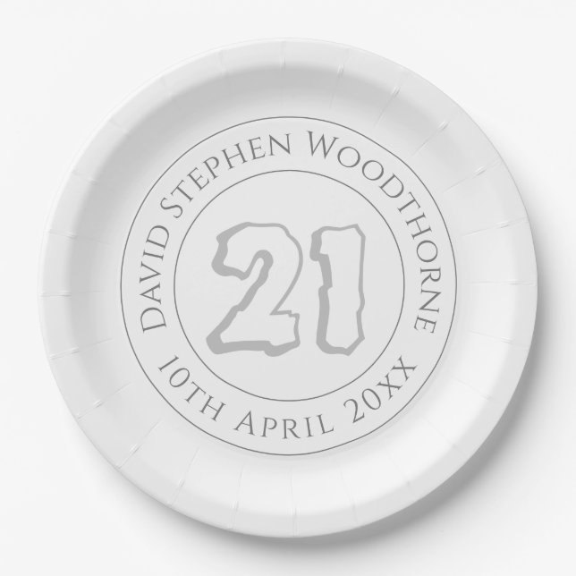 Assiettes En Carton 21e anniversaire commémoratif (Devant)