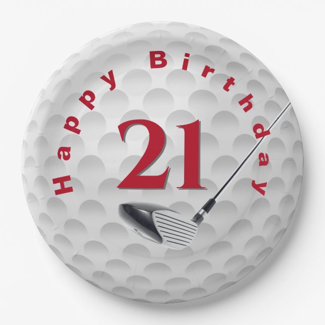 Assiettes En Carton 21e Anniversaire Golf Ball Design Plaque papier (Devant)