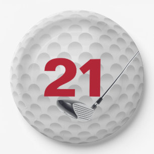 Assiettes En Carton 21e Anniversaire Golf Ball Design Plaque papier
