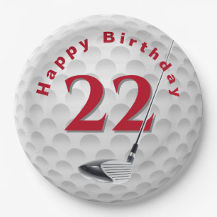 Assiettes En Carton 22e anniversaire Golf Ball Design Plaque en papier