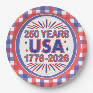 Assiettes En Carton 250 ans USA Semiquinentenaire 1776-2026
