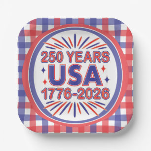 Assiettes En Carton 250 ans USA Semiquinentenaire 1776-2026
