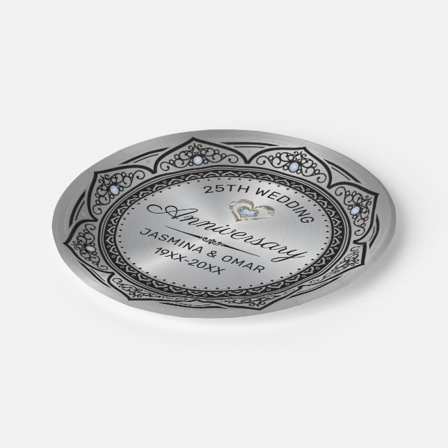 Assiettes En Carton 25e anniversaire de mariage modèle islamique desig (Angle)
