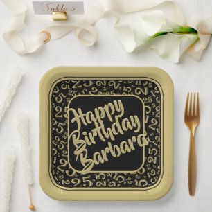 Assiettes En Carton 25e anniversaire Numéro de fête Motif Black Gold