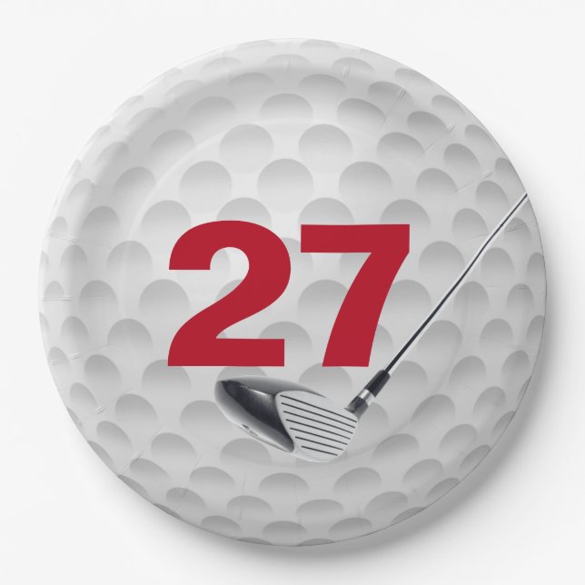 Assiettes En Carton 27e anniversaire Golf Ball Design Plaque en papier (Devant)