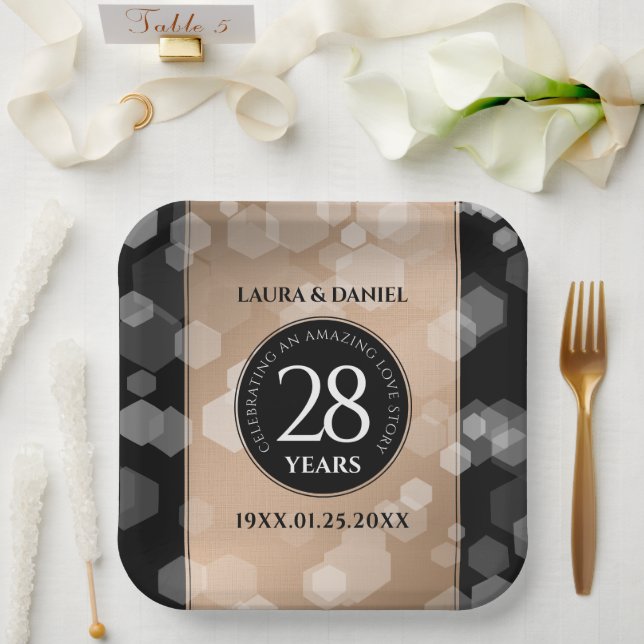 Assiettes En Carton 28e anniversaire du Mariage de lin élégant (Mariage)