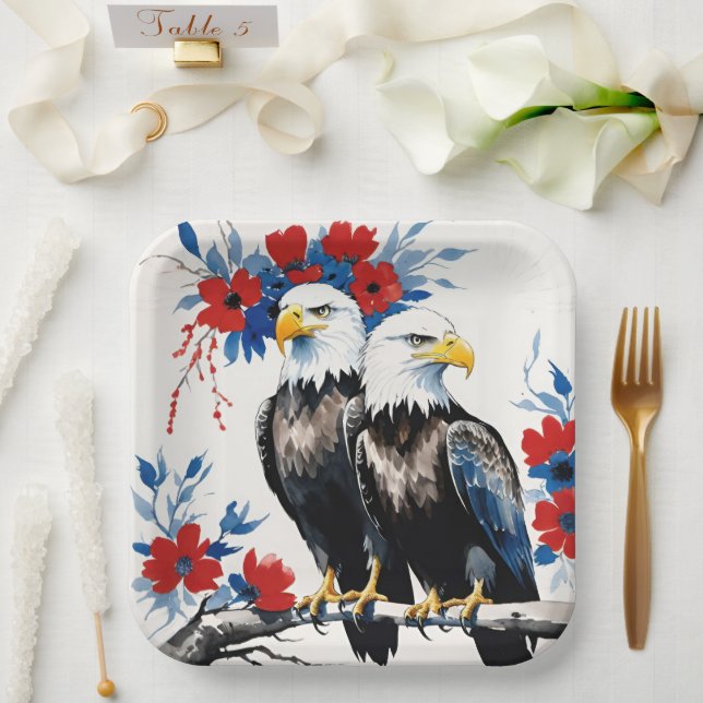 Assiettes En Carton 2 Aigles À Balles Américaines Réguliers Se Trouvan (Mariage)