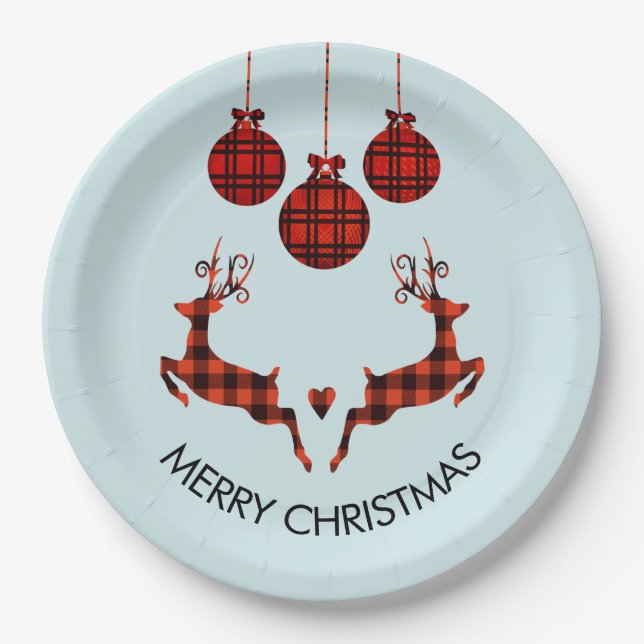 Assiettes En Carton 2 cerfs de Noël saut de style rustique (Devant)