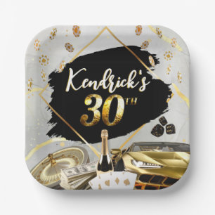 Assiettes En Carton 30e anniversaire Black & Gold Casino, voiture de l
