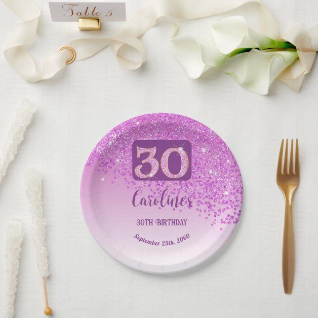 Assiettes En Carton 30e anniversaire Chic Falling Parties scintillant  (Mariage)