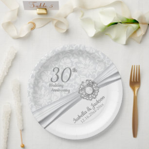 Assiettes En Carton 30e anniversaire du Mariage de bijoux Pearl