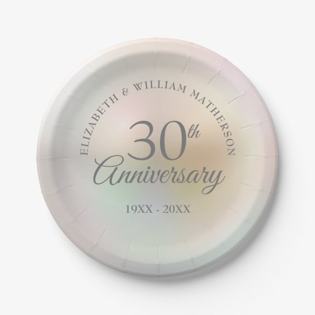 Assiettes En Carton 30e anniversaire du Mariage Pearl (Devant)