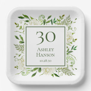 Assiettes En Carton 30e anniversaire Hydrangée blanche