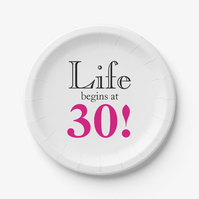 Assiettes En Carton 30e anniversaire jalon vieillissant rose chaud rét (Devant)