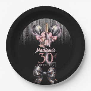 Assiettes En Carton 30e anniversaire personnalisé Champagne de luxe