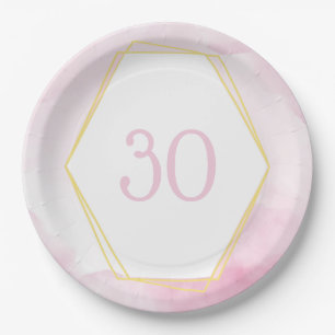 Assiettes En Carton 30e anniversaire rose & or