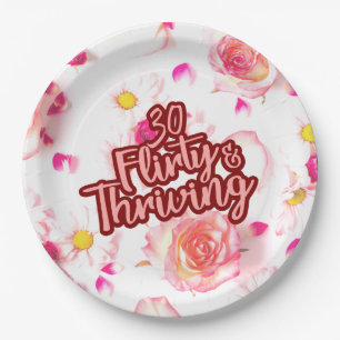 Assiettes En Carton 30e anniversaire Trente coquine et florissant Rose