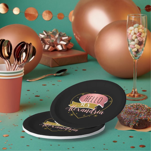 Assiettes En Carton 30th birthday hello 30 Personalized heart (Multi)