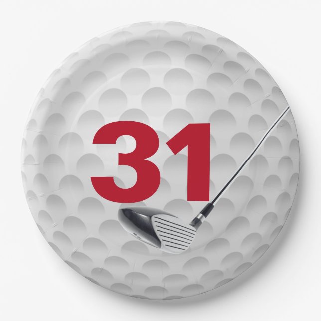 Assiettes En Carton 31e anniversaire Golf Ball Design (Devant)