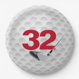 Assiettes En Carton 32e anniversaire Golf Ball Design