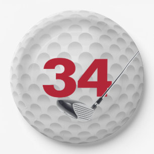 Assiettes En Carton 34e anniversaire Golf Ball Design
