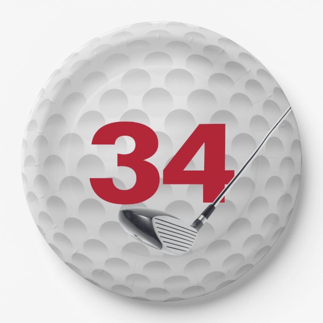 Assiettes En Carton 34e anniversaire Golf Ball Design (Devant)
