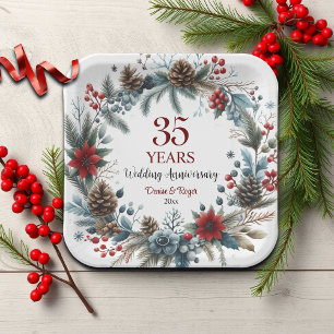Assiettes En Carton 35e anniversaire du Mariage de corail Elégant hive