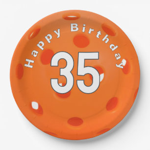 Assiettes En Carton 35e anniversaire Orange Pickleball