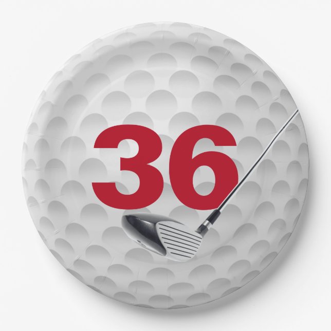 Assiettes En Carton 36e anniversaire Golf Ball Design (Devant)