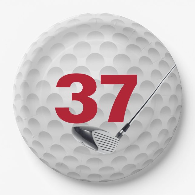Assiettes En Carton 37e anniversaire Golf Ball Design Plaque en papier (Devant)