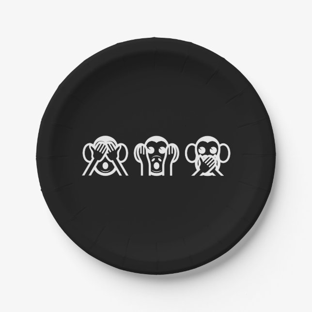 Assiettes En Carton 3 Singes Sages Emoji (Devant)