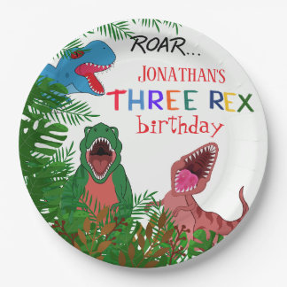 Assiettes En Carton 3e anniversaire Jurrasic Trois Rex