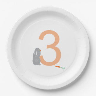 Assiettes En Carton 3e anniversaire Moderne minimaliste lapin gris gri