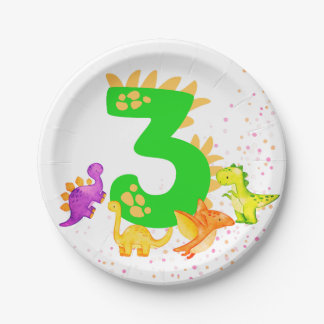 Assiettes En Carton 3rd Birthday. Dinosaur Design. My third birthday.