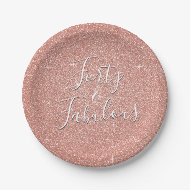 Assiettes En Carton 40 et fabuleux Rose Gold Blush Parties scintillant (Devant)