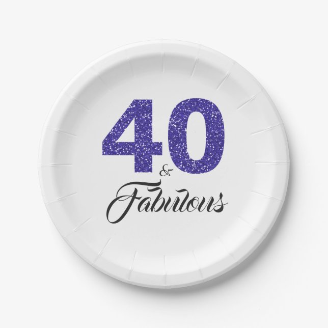Assiettes En Carton 40 et fabuleux Royal Blue Parties scintillant fête (Devant)