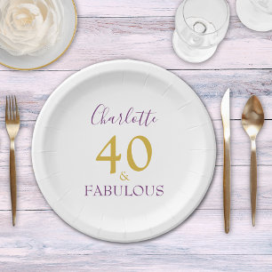 Assiettes En Carton 40 et Fabulous Chic Elegant 40e anniversaire
