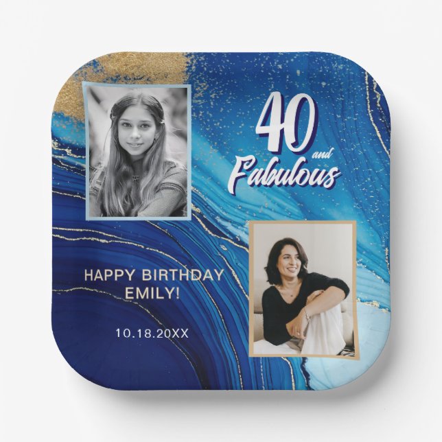 Assiettes En Carton 40 et Fabulous Marble Parties scintillant 2 Photo  (Recto)