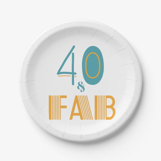 Assiettes En Carton 40 & Fab Anniversaire moderne (Devant)