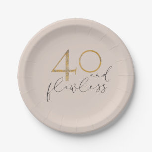 Assiettes En Carton 40 & Flawless Blush Pink & Gold 40e anniversaire