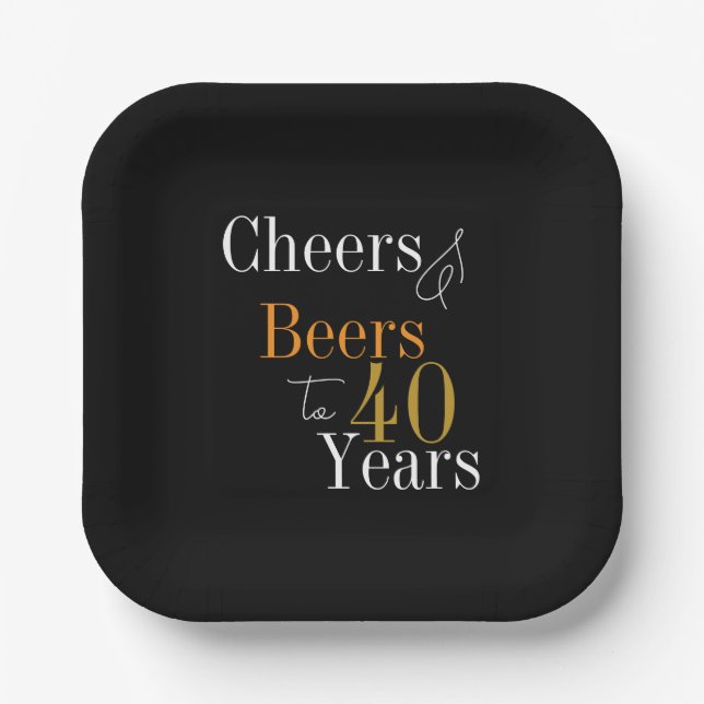 Assiettes En Carton 40e Anniversaire Bières et encouragements Black Go (Recto)