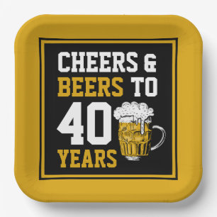 Assiettes En Carton 40e anniversaire Cheers & Bières à 40 ans