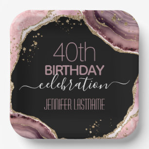 Assiettes En Carton 40e anniversaire de fête Pierre et plaque de papie