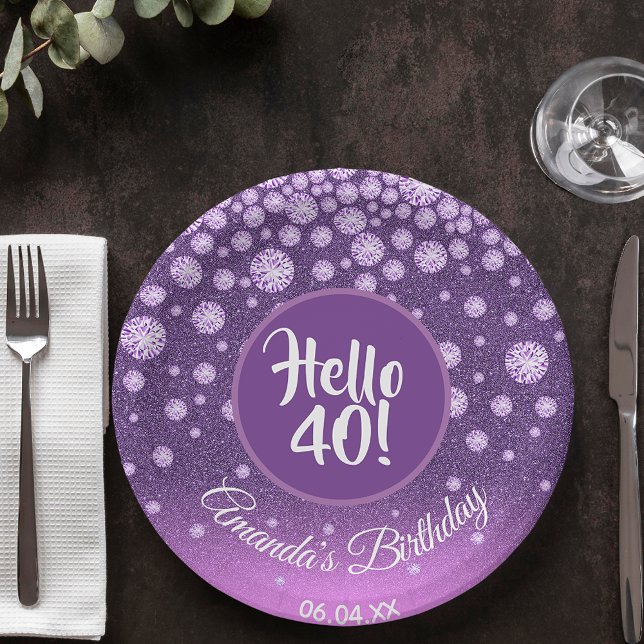 Assiettes En Carton 40e anniversaire diamants parties scintillant rose (Créateur téléchargé)