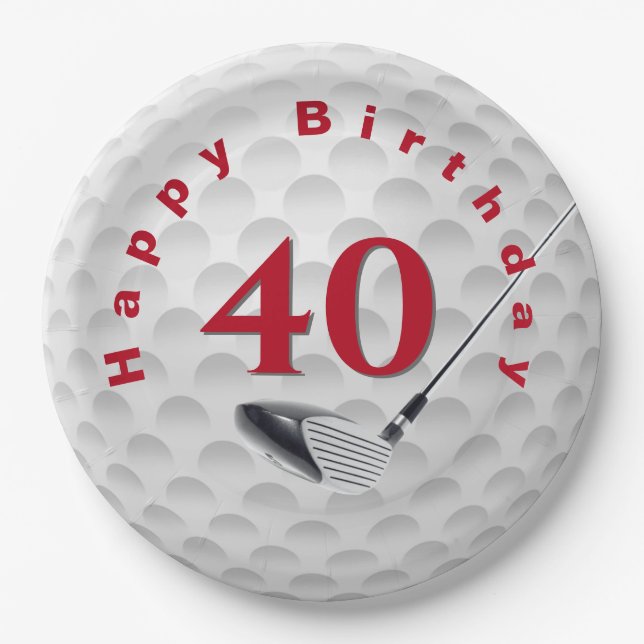 Assiettes En Carton 40e anniversaire Golf Ball Design Plaque en papier (Devant)