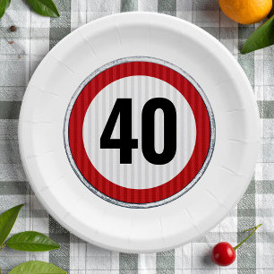 Assiettes En Carton 40e anniversaire - N'IMPORTE QUEL panneau de signa