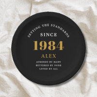 40e anniversaire Nom 1984 Black Gold Elegant Chic