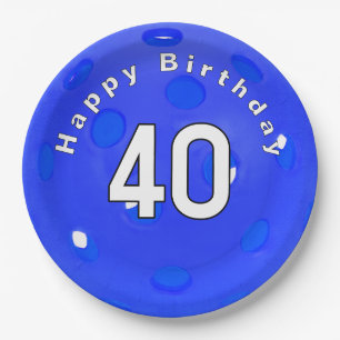 Assiettes En Carton 40e anniversaire Pickleball bleu