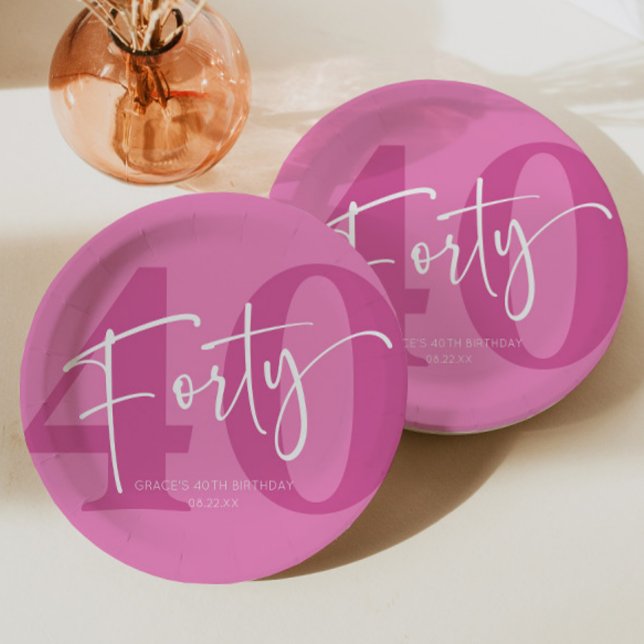 Assiettes En Carton 40e fête du 40e anniversaire de Pink (Créateur téléchargé)